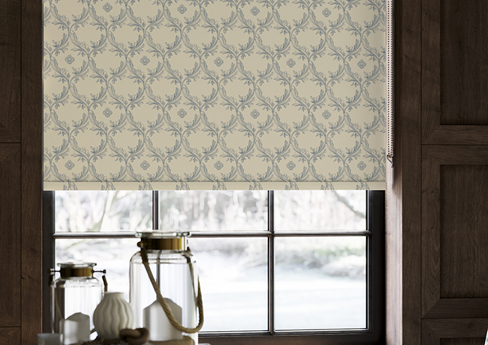 Trellis Prints, Vine and Bloom Romsey Raffs Blue - Twist&Fit Roller Blind - Image 5
